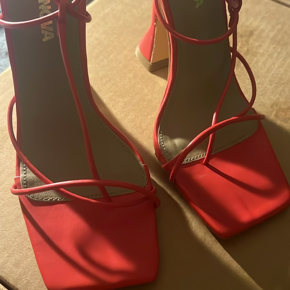 Fashion Nova Red Strappy Heels - Picture 2 of 3
